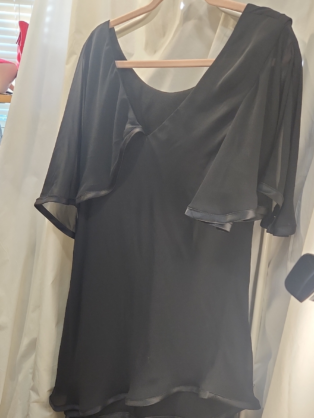 R&M Richards Black Chiffon Asymetrictop